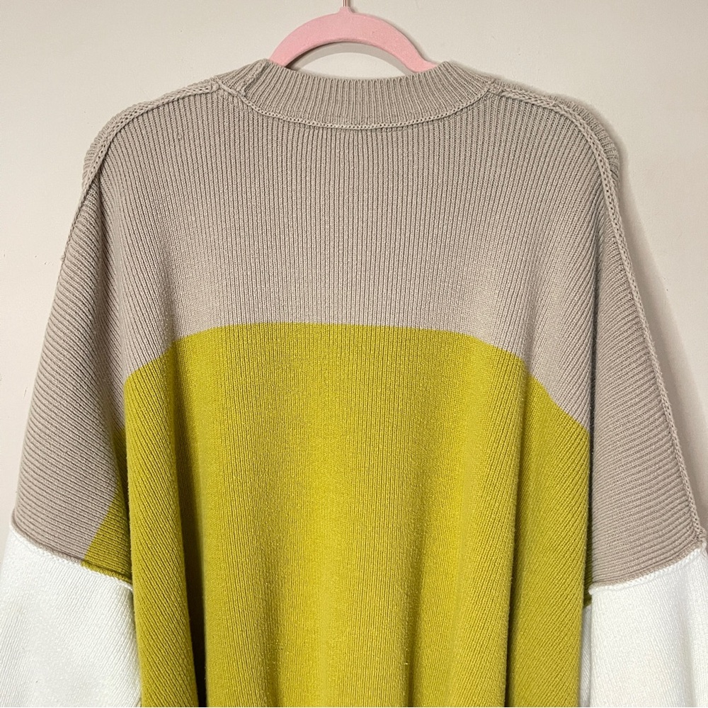 ❌SOLD❌FREE PEOPLE Easy Street Colorblock Oversized Sweater, Medium - Picture 4 of 9